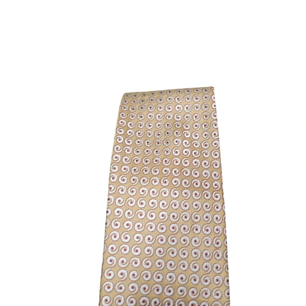 Ermenegildo Zegna‎ Men's Necktie Gold Brown White Swirl Pattern Business